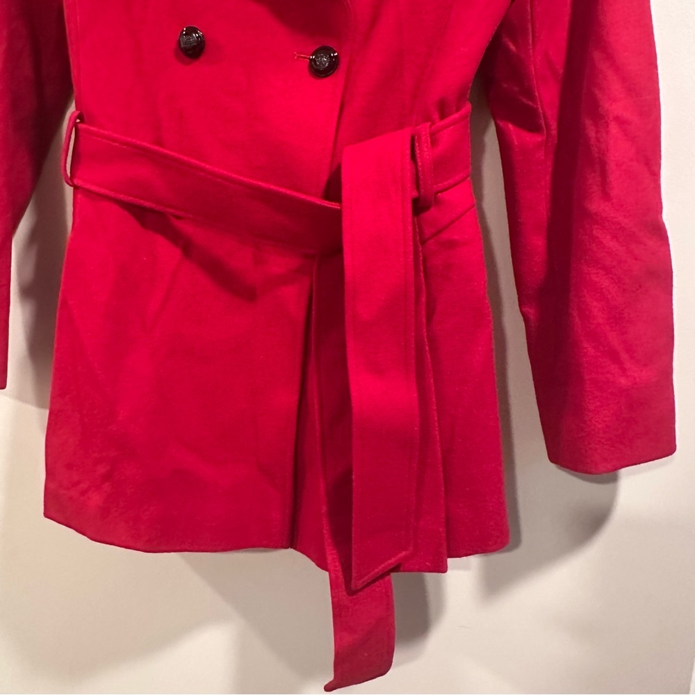 Via Spiga Wool Double Breasted Skirted Trench Coat in Bold Red Pleated Size 12 - Picture 6 of 16